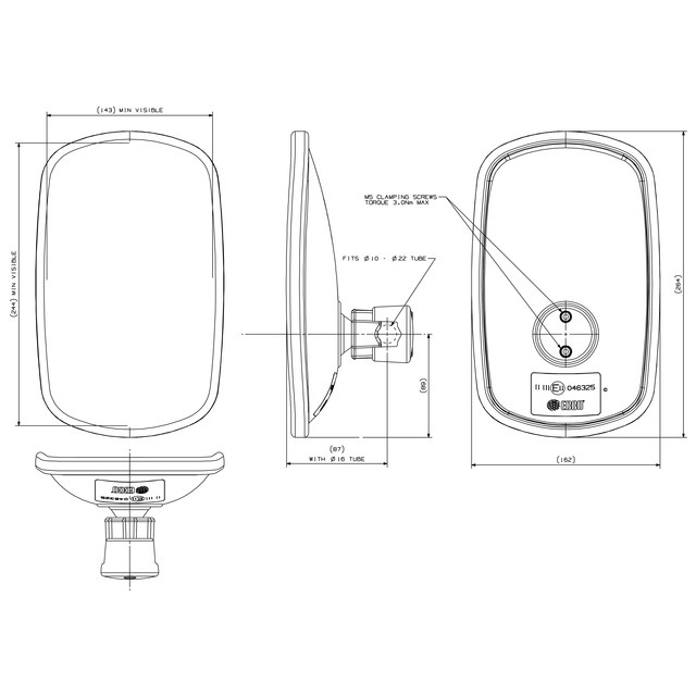 Retroviseur Reversible 244X143MM référence fournisseur 31520171
